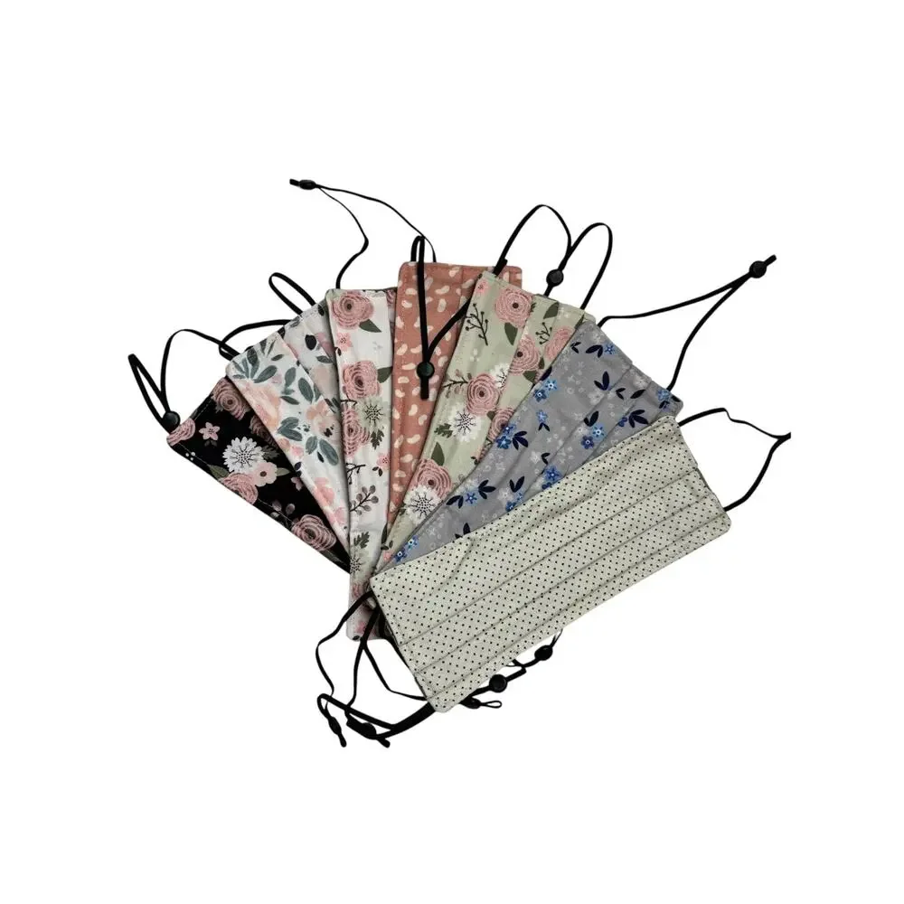 NEW Handmade Adjustable Cloth Double Layer Face Mask Lot of 7 Delicate Floral